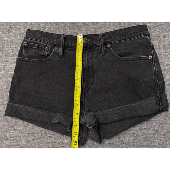 MADEWELL Rolled Denim Shorts High Rise Black Charcoal Gray Washed Size 27 - Picture 4 of 8